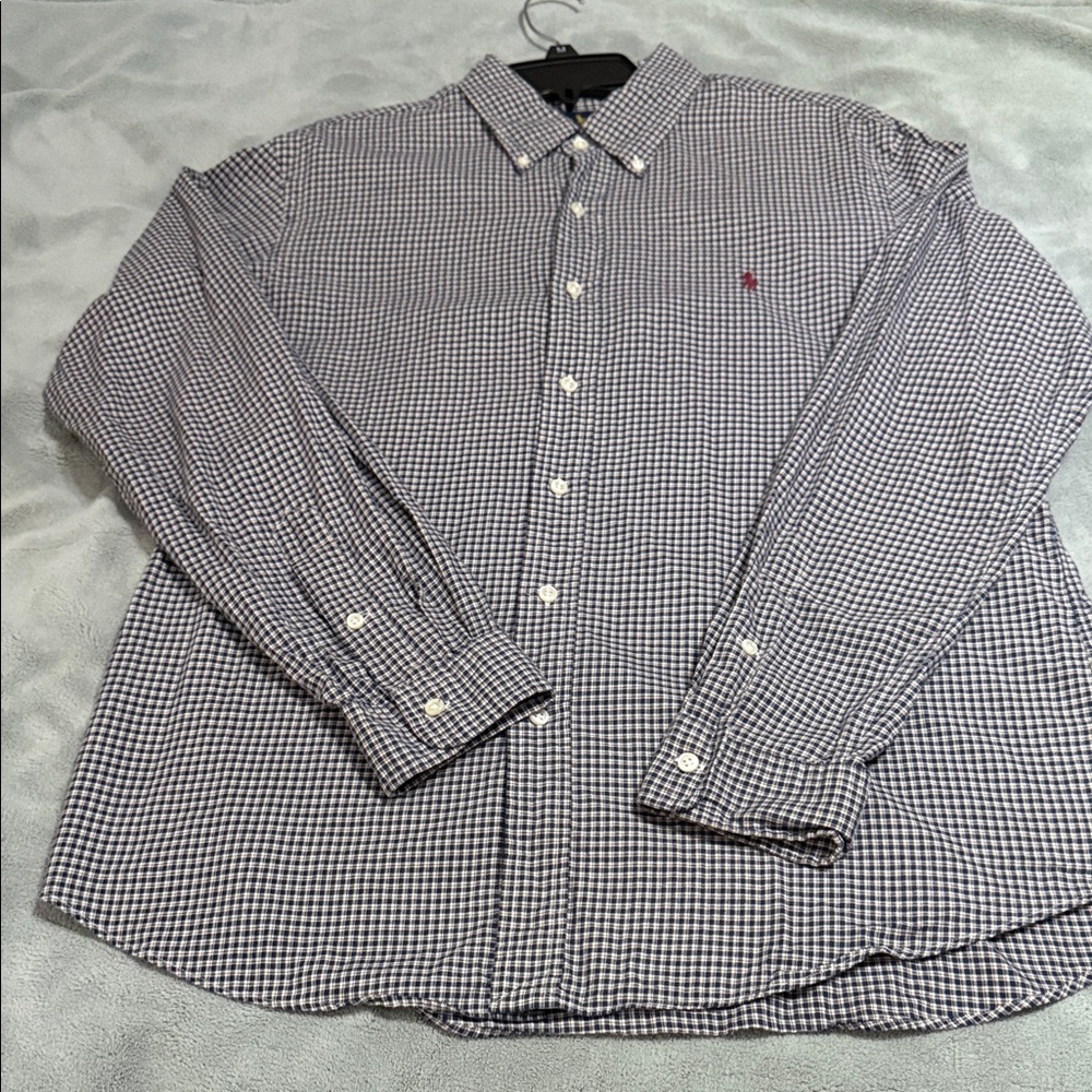 Ralph Lauren Navy and White Plaid Shirt: GREAT CONDITION